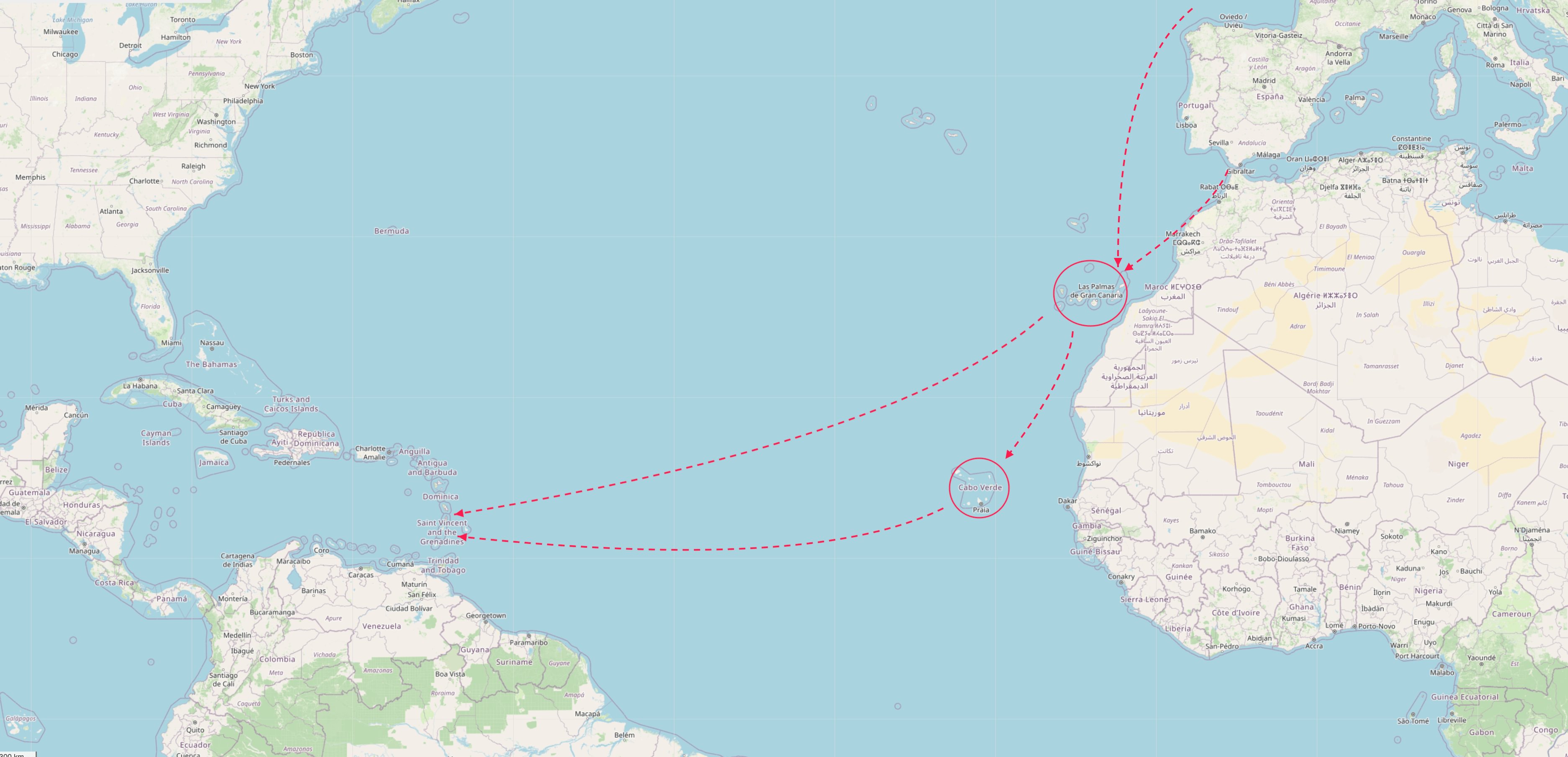 Atlantic crossing route